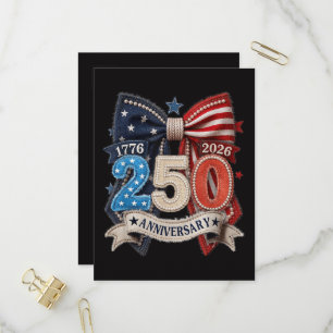 Postal De Invitación Lazo de bandera americana 250 aniversario Patrióti