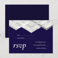 LeahG Budget Navy Silver Deco Wedding RSVP