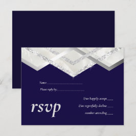 Postal De Invitación LeahG Budget Navy Silver Deco Wedding RSVP