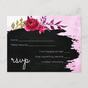 Postal De Invitación LeahG Budget Rosa Rosa Negro Boda moderno