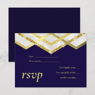 Postal De Invitación LeahG Presupuesto Navy Gold Art Deco Boda