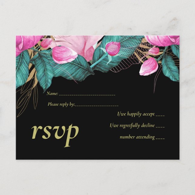 Postal De Invitación LeahG Presupuesto Roses rosados Plum Moda Boda mod (Anverso)