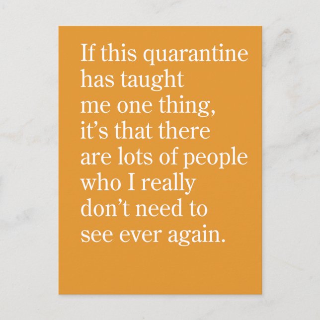 Postal De Invitación Lección de cuarentena: menos gente que necesito ve (Anverso)