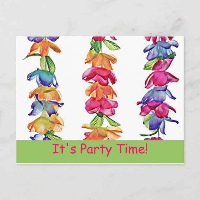 Postal De Invitación Leis de Hawái en Postcard - PartyTime! (Anverso)