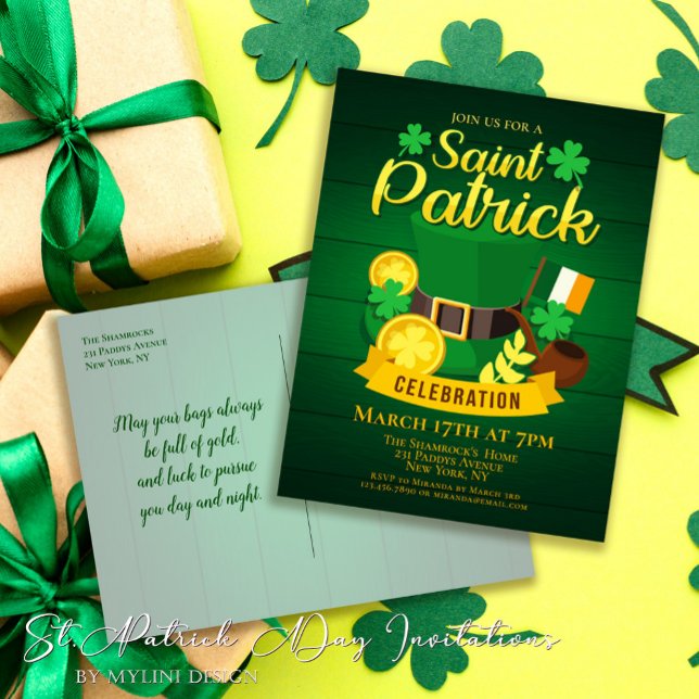 Postal De Invitación Leprechaun Gorra y el Día de San Patricio (Subido por el creador)