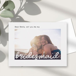 Postal De Invitación Letra Moderna a Mano ¿Quieres Ser Mi Dama de Honor