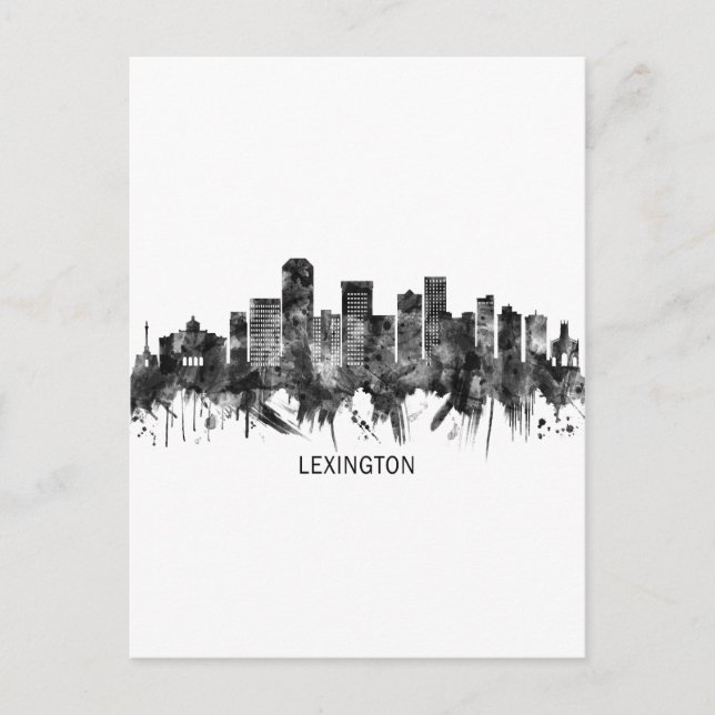 Postal De Invitación Lexington Kentucky Skyline BW (Anverso)