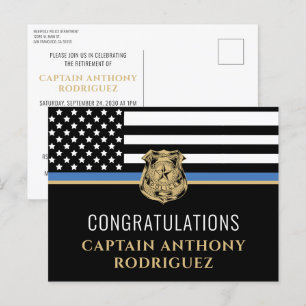 Postal De Invitación Ley de la Línea Azul Fina Jubilación de la Policía