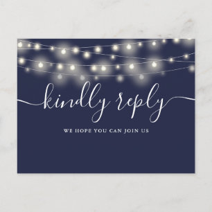 Postal De Invitación Leyenda de cadena Navy Blue Song Request RSVP Post