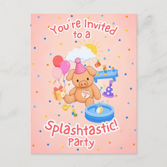 Postal De Invitación Libro de Historias de Hamhock Pink Splashtastic! (Anverso)