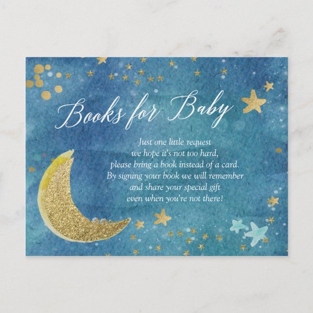 Postal De Invitación Libros Baby Shower de Pequeña Estrella para el Beb (Anverso)