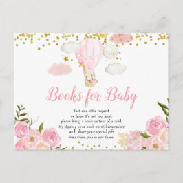 Postal De Invitación Libros de animales de globo aerostático rosa para 