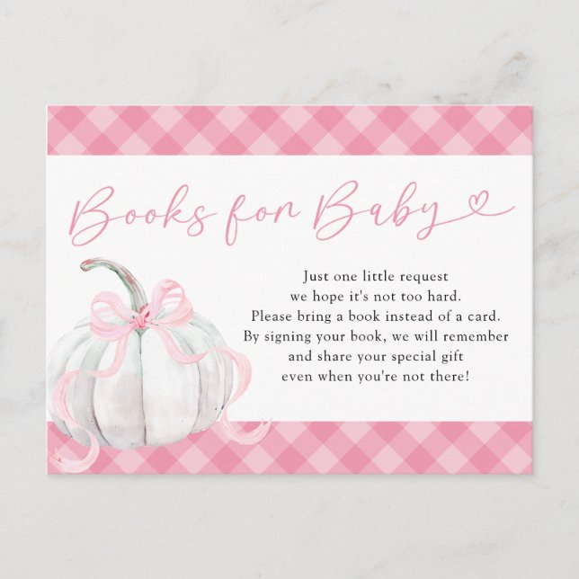 Postal De Invitación Libros de calabaza rosa preppy para bebé (Anverso)