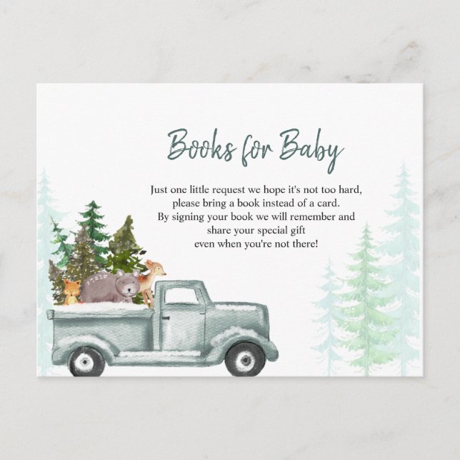 Postal De Invitación Libros de invierno de ONEderland para bebé (Anverso)