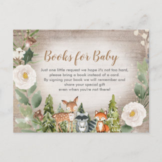 Postal De Invitación Libros florales blancos de bosques de invierno par