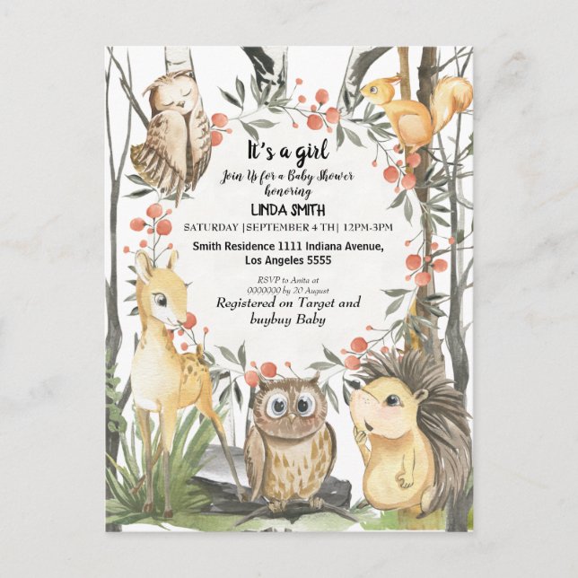 Postal De Invitación Libros infantiles sobre bosques y plantas forestal (Anverso)