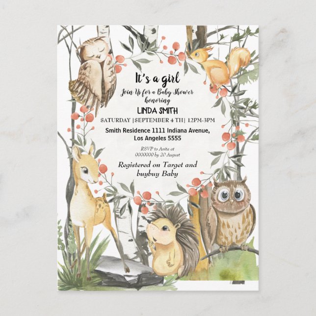 Postal De Invitación Libros infantiles sobre bosques y plantas forestal (Anverso)