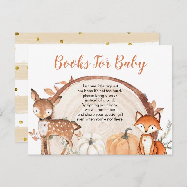 Postal De Invitación Libros para bebé en Baby Shower Bosque Oh Chico Ca (Anverso / Reverso)