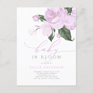 Postal De Invitación Lilac Floral Baby en la ducha de Chica en Bloom