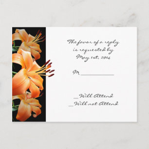 Postal De Invitación Lily Love: Naranja Lily on Black