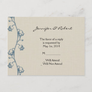 Postal De Invitación Lily of the Valley on Ecru Wedding RSVP Postcard
