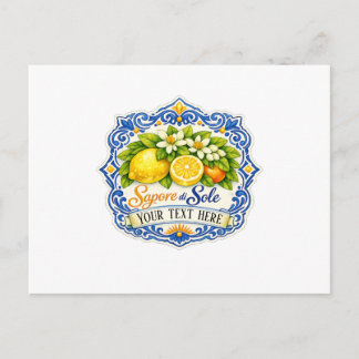 Postal De Invitación Limon Mediterráneo de Azulejo – Arte acuarela con