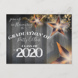 Postal De Invitación Linterna de estrella y madera vieja Graduación rús