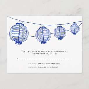 Postal De Invitación Linternas azules y blancas Boda RSVP