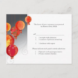 Postal De Invitación Linternas colgantes de Asia Roja Boda RSVP