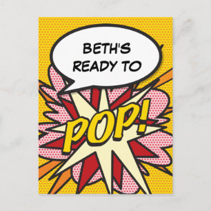 Postal De Invitación Listo para POP Fiesta de Bebé Divertida Retro Cómi
