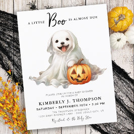 Postal De Invitación Little Boo Cute Halloween Simple Baby Shower