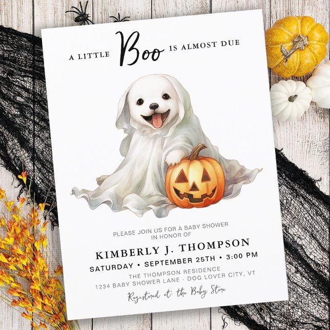 Postal De Invitación Little Boo Cute Halloween Simple Baby Shower (Subido por el creador)