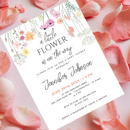 Postal De Invitación Little Flower Baby Shower Invitation Postcard