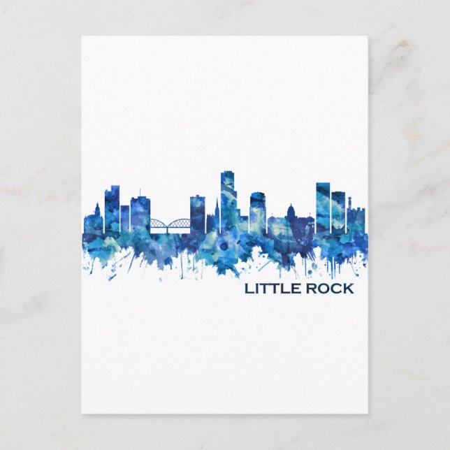 Postal De Invitación Little Rock Skyline Blue (Anverso)