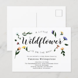 Postal De Invitación Little Wildflower on the Way Floral Baby Shower