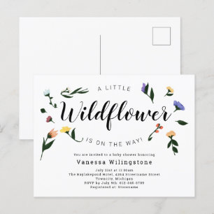 Postal De Invitación Little Wildflower on the Way Floral Baby Shower