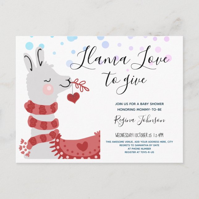 Postal De Invitación llama Love Valentine Baby Shower Chica (Anverso)
