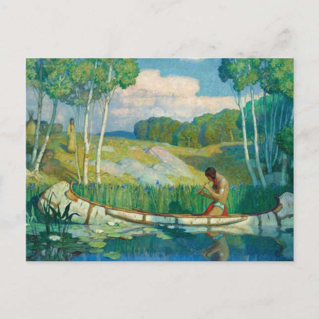 Postal De Invitación Llamada de amor india de Newell Convers Wyeth (Anverso)