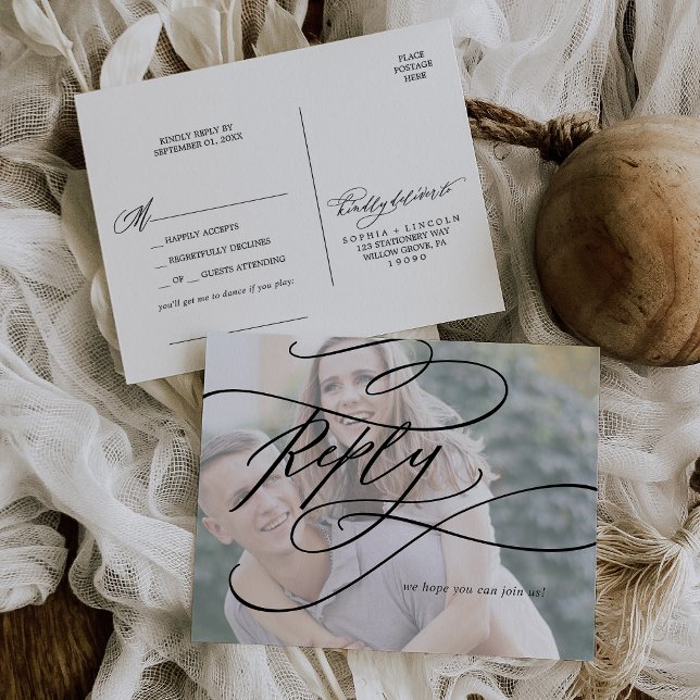 Postal De Invitación Llamada romántica Caligrafía Foto Solicitud de can (Subido por el creador)