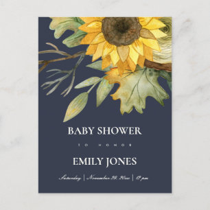 POSTAL DE INVITACIÓN LLUVIA DE FLORES AMARILLO AGUAFLOR BABY SHOWER