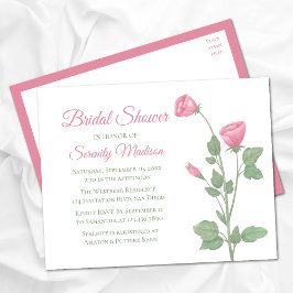 Postal De Invitación Lluvia de Flores Rosadas de Jardín para Boda de Ve