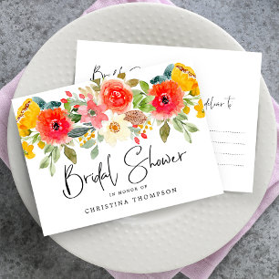 Postal De Invitación Lluvia de Regalos Floral Brillante de Verano