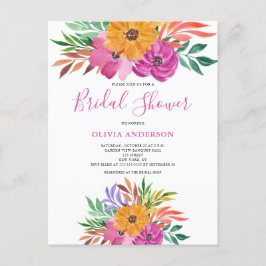 Postal De Invitación Lluvia de Regalos Nupciales Floral Tropical Rosa e