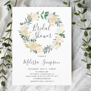 Postal De Invitación Lluvia Nupcial de Jardín Flores Blancas