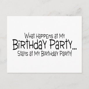Postal De Invitación Lo Que Pasa En Mi Fiesta De Cumpleaños Se Queda En