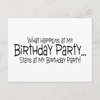 Postal De Invitación Lo Que Pasa En Mi Fiesta De Cumpleaños Se Queda En