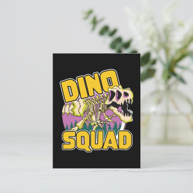 Postal De Invitación Logo de Dino Squad (Anverso de pie)