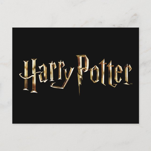Postal De Invitación Logo de Gold Harry Potter (Anverso)