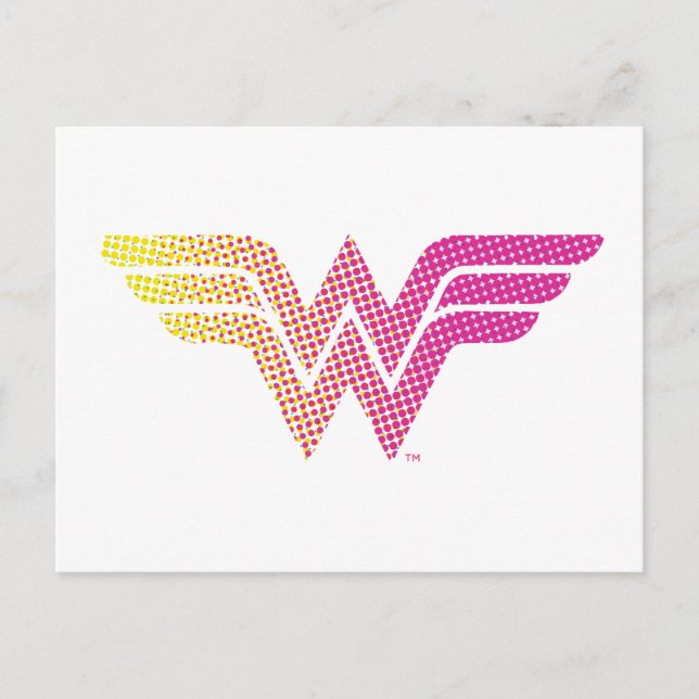 Postal De Invitación Logo de gradiente de semitono amarillo-rosado de m (Anverso)
