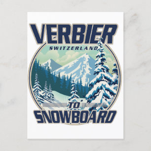 Postal De Invitación Logo de Verbier Suiza Snowboard Travel